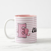 Pink Elephant Mit Monogramm E Kid's Zweifarbige Tasse (Links)