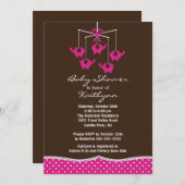 Pink Elephant Mobile Baby Shower Invitation Einladung (Vorne/Hinten)
