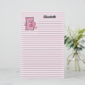 Pink Elephant Mongrammatier Letter E Lined Briefpapier (Stehend Vorderseite)