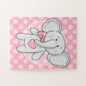 Pink Elephant - Niedliche Polka Dots Heart Bow Puzzle (Horizontal)