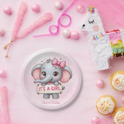 Pink Elephant Paper Plate Pappteller (Party)
