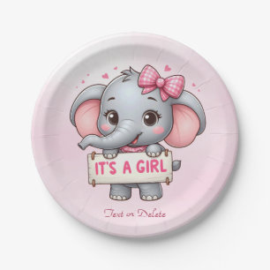 Pink Elephant Paper Plate Pappteller