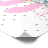 Pink Elephant Personalisiert Girl Baby Name Kinder Poster (Ecke)