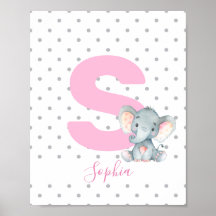 Pink Elephant Personalisiert Girl Baby Name Kinder