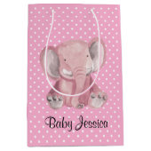 Pink Elephant Polka Dot Design Geschenktasche Mittlere Geschenktüte (Vorderseite)