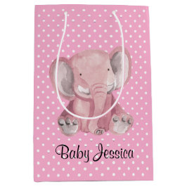 Pink Elephant Polka Dot Design Geschenktasche Mittlere Geschenktüte