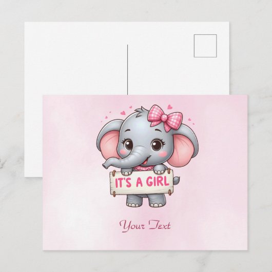 Pink Elephant Postcard Postkarte (Vorne/Hinten)