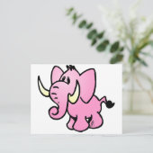 Pink Elephant Postkarte (Stehend Vorderseite)
