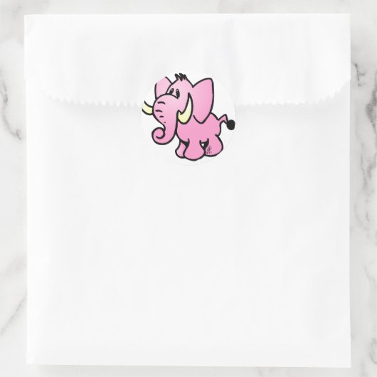 Pink Elephant Runder Aufkleber (Tasche)