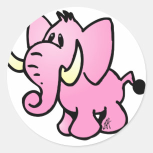 Pink Elephant Runder Aufkleber