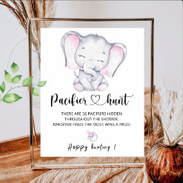 Pink Elephant Schnuller Hunt Baby Showspiel Poster