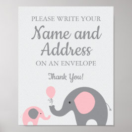 Pink Elephant schreiben Sie Ihre Name-Adresse auf  Poster