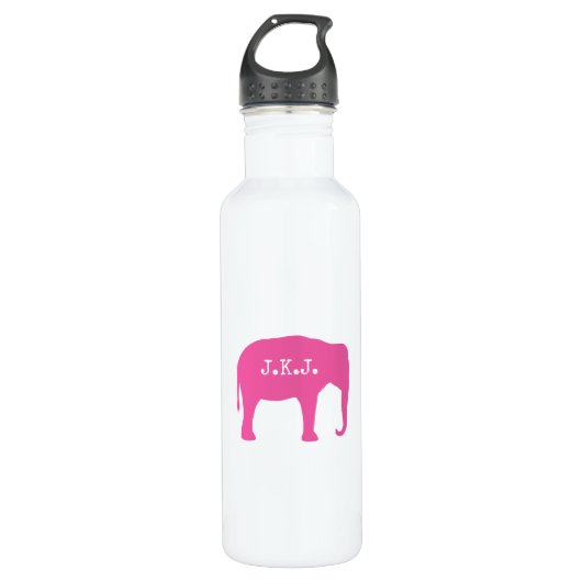 Pink Elephant-Silhouette mit Ihrem Text Edelstahlflasche (Vorderseite)