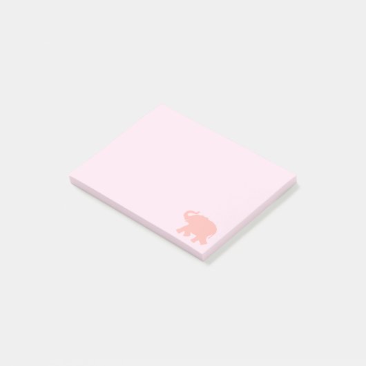 Pink Elephant Silhouette Post-it Klebezettel (angewinkelt)
