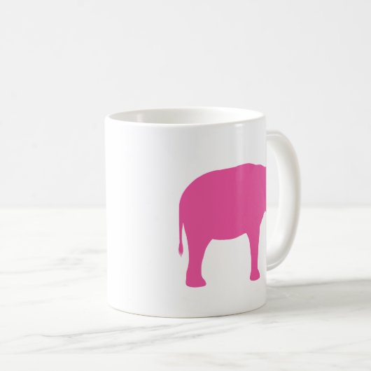 Pink Elephant Silhouetten Kaffeetasse (VorderseiteRechts)