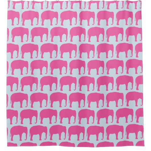 Pink Elephant Silhouetten Muster Duschvorhang (Vorderseite)
