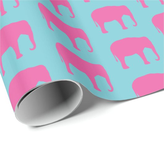 Pink Elephant Silhouetten Muster Geschenkpapier (Rolleneckpunkt)
