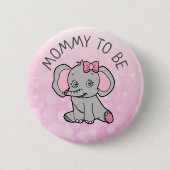 Pink Elephant Themed Mama to Be Baby Dusche Button (Vorderseite)