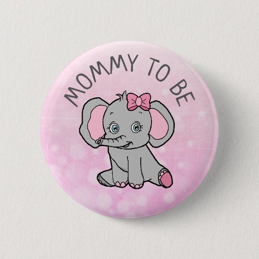Pink Elephant Themed Mama to Be Baby Dusche Button (Vorderseite)
