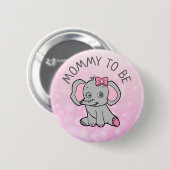 Pink Elephant Themed Mama to Be Baby Dusche Button (Vorne & Hinten)