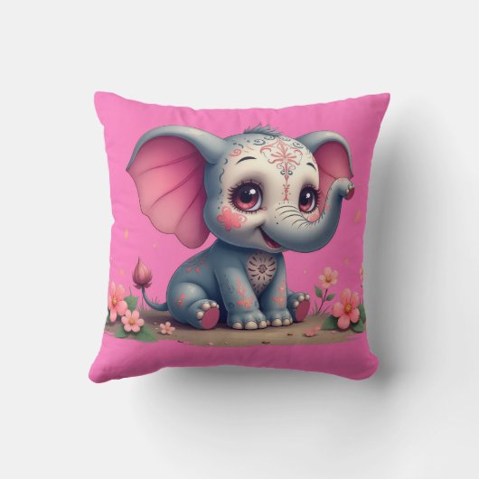 Pink Elephant Throw Pillow Kissen (Rückseite)