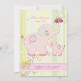 Pink Elephant Umbrella Girl Dusche Einladung