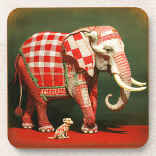 Pink Elephant und Polka Dot Chihuahua Getränkeuntersetzer