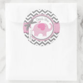 Pink Elephant und Zickzack Print Vielen Dank Runder Aufkleber (Tasche)