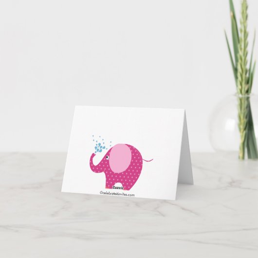 Pink Elephant Vielen Dank Note Card Dankeskarte (Rückseite)