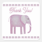 Pink Elephant Vielen Dank Quadratischer Aufkleber (Vorderseite)