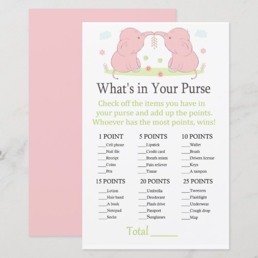 Pink Elephant Was ist in deinem Geldbörsenspiel? (Vorne/Hinten)