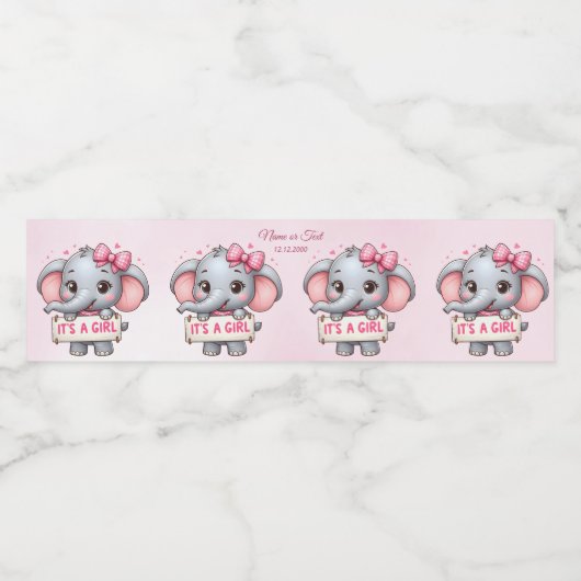 Pink Elephant Wasserflaschenetikett (Einzelnes Label)