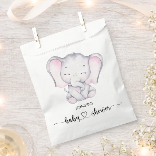 Pink Elephant Watercolor Babydusche Geschenktütchen (Ausgeschnitten)