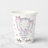 Pink Elephant Watercolor Babydusche Pappbecher (Rückseite)