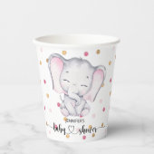 Pink Elephant Watercolor Babydusche Pappbecher (Vorderseite)