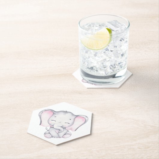Pink Elephant Watercolor Babydusche Untersetzer (Vor Ort)