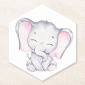 Pink Elephant Watercolor Babydusche Untersetzer (Vorderseite)