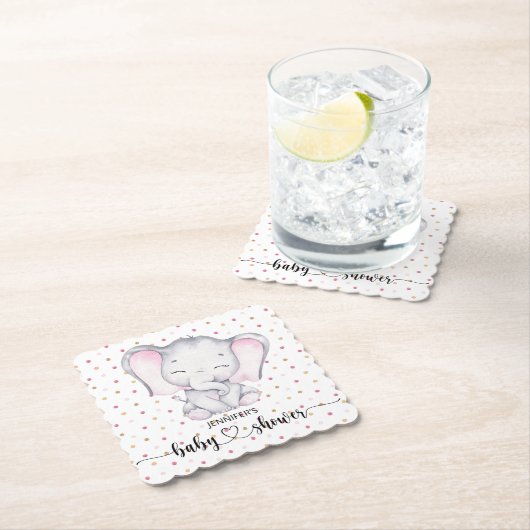 Pink Elephant Watercolor Babydusche Untersetzer (Vor Ort)