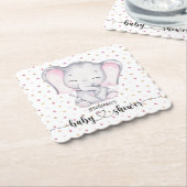Pink Elephant Watercolor Babydusche Untersetzer (angewinkelt)