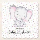Pink Elephant Watercolor Babydusche Untersetzer (Vorderseite)