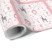 Pink Elephant Zebra Animals Baby Dusche Geschenkpapier (Rolleneckpunkt)