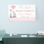 Pink Elephant Zickzack Girly Baby Shower Banner (Messeveranstaltung)