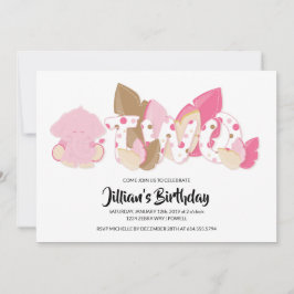 Pink Elephant zweite Geburtstagsparty Einladung