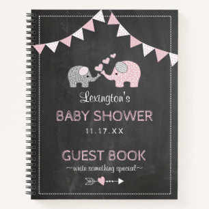 Pink Elephants Baby Showküche Gästebuch   Notizblock