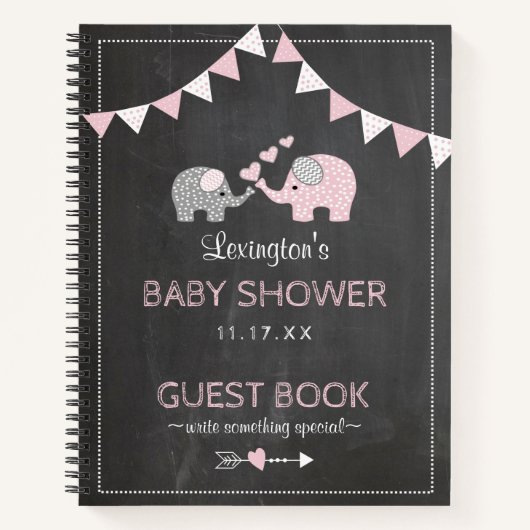 Pink Elephants Baby Showküche Gästebuch | Notizblock (Vorderseite)