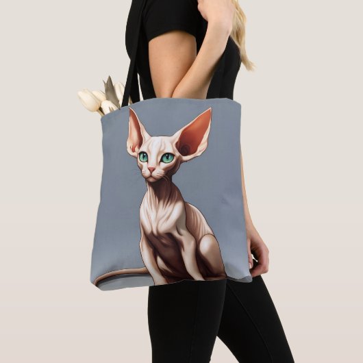 Pink Elf Sphynx Katzengraue Tasche Einkaufstasche (Von Nahem)