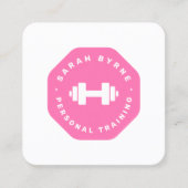 Pink Emblem Personal Trainer Training Business Ca Quadratische Visitenkarte (Vorderseite)