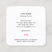 Pink Emblem Personal Trainer Training Business Ca Quadratische Visitenkarte (Rückseite)