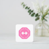 Pink Emblem Personal Trainer Training Business Ca Quadratische Visitenkarte (Stehend Vorderseite)
