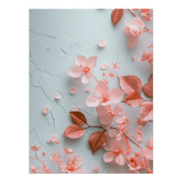 Pink Embossed Flowers | Delicate Textured Floral Poster